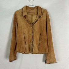 Scully Leather Suede Jacket Whipstitch Antler Buttons Xl Women's