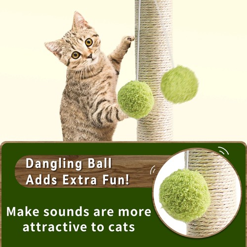 Small Cat Scratching Post | Interactive Sisal Claw Care Tower with Dangling Ball - Picture 3 of 12