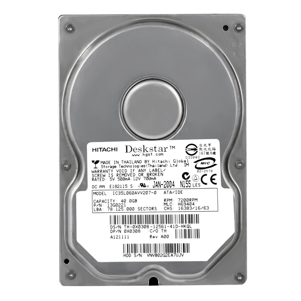 Disco Rigido Dell 0X0308 IC35L060AVV207-0 40GB 7.2K 2MB Ata 3.5'' - Immagine 3 di 3