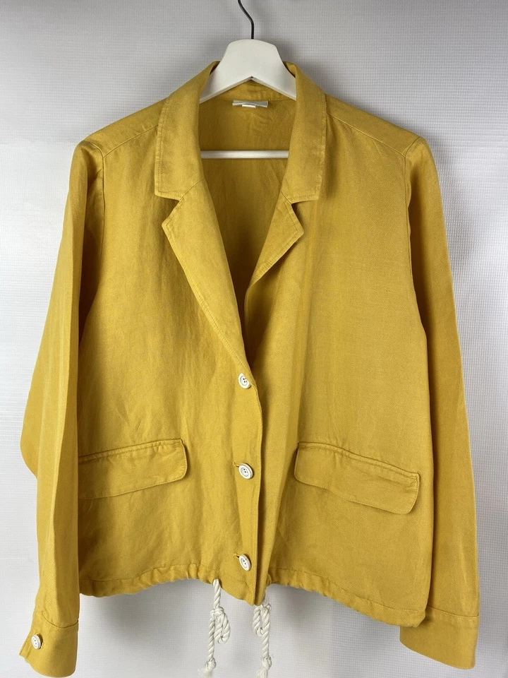 Chaqueta Blazer Jill Mujer Mezcla Lino Botón Amarillo, Talla M, 006 Foto 2 de 4