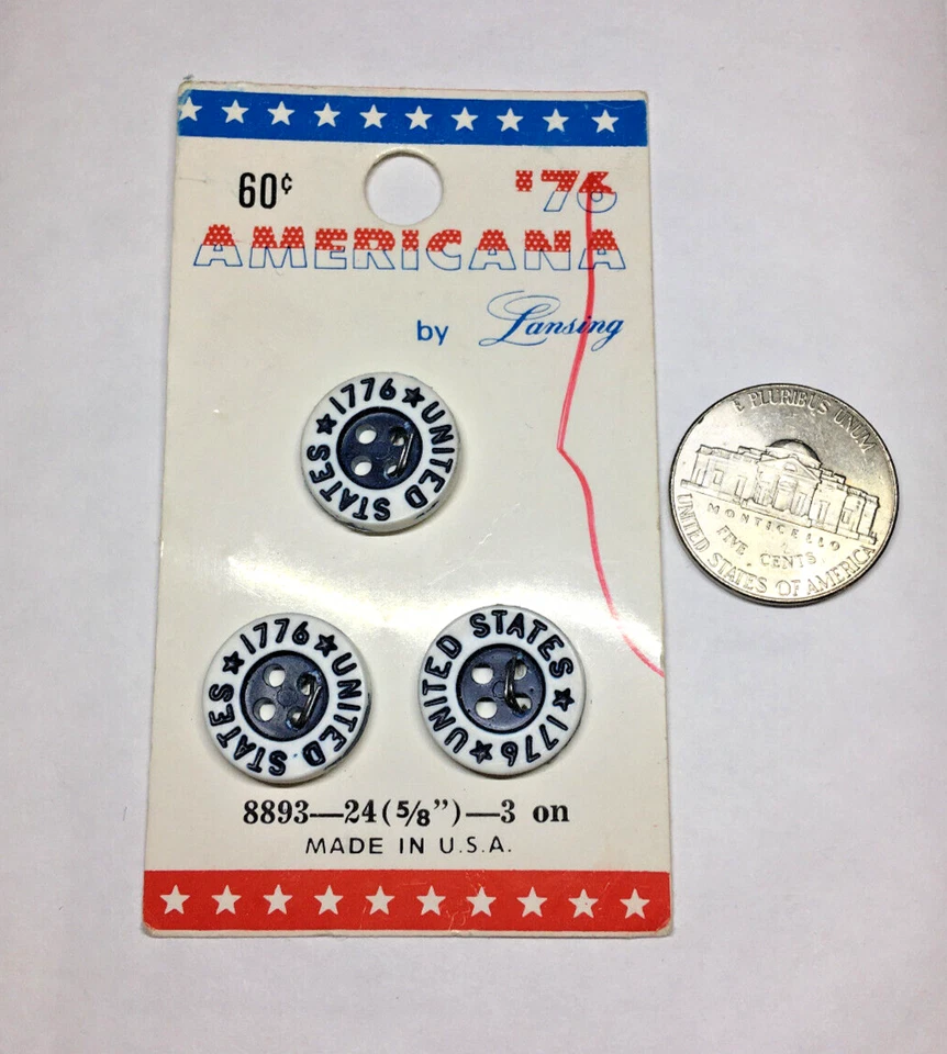 Vintage 1776 United States USA Buttons on Card Americana 5/8" lansing RARE - Image 3 of 4