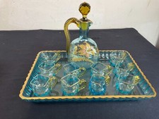 Legras George Sand service à liqueur en verre émaillé 1900's