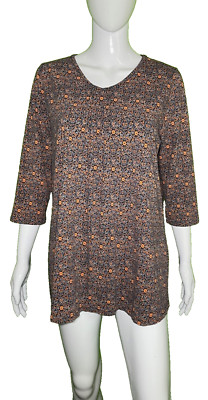 NEW Ulla Popken Women's Size 16 / 18 Brown Star Design T Shirt Pullover