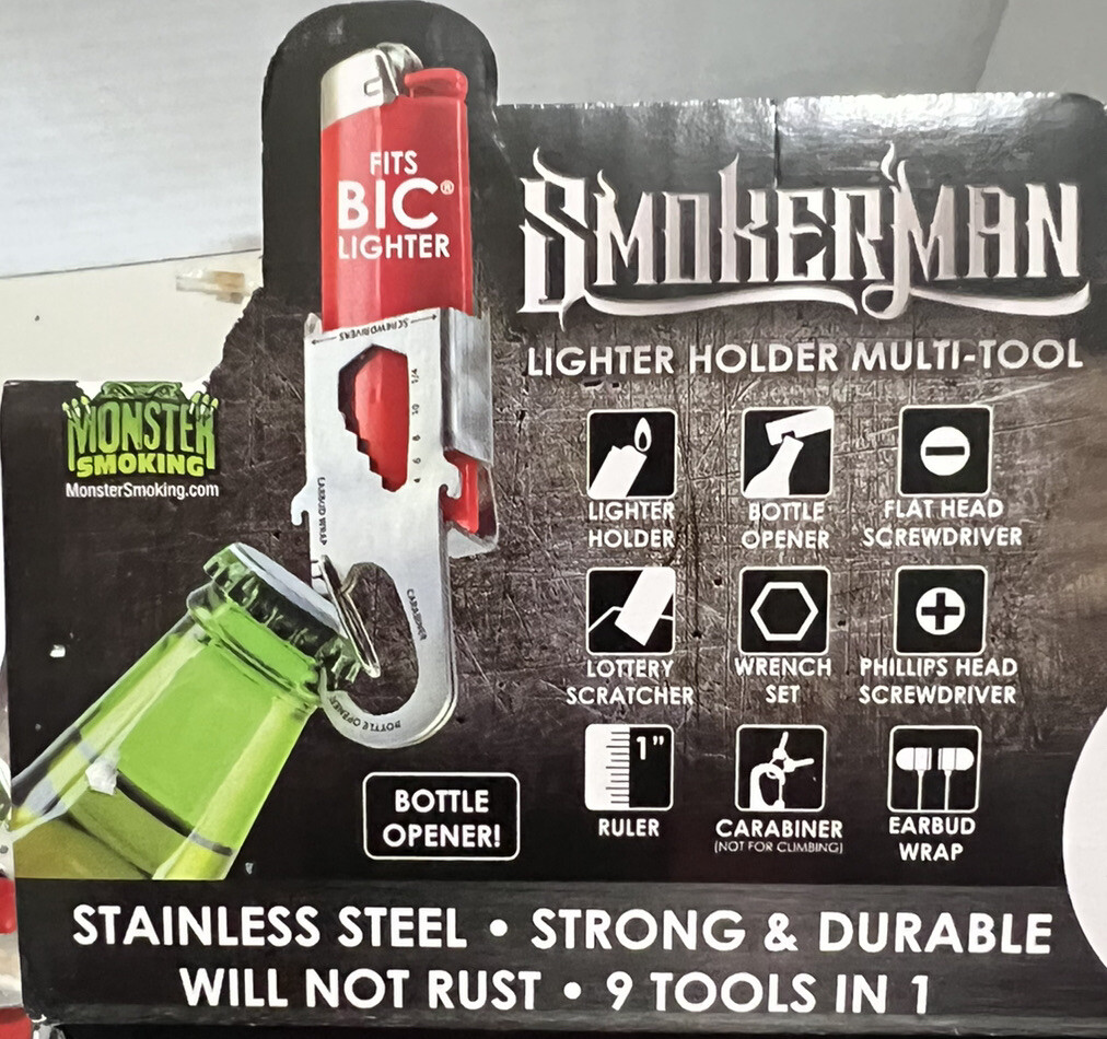 9-in-1 Bic Lighter Holder case Multi-Tool Bottle Opener Carabiner Stainless