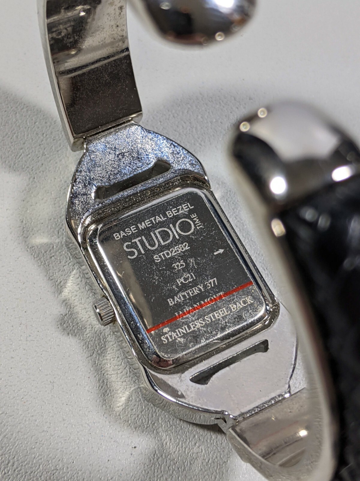 Studio Silver Tone Dial Rectangle Case Black Open… - image 5