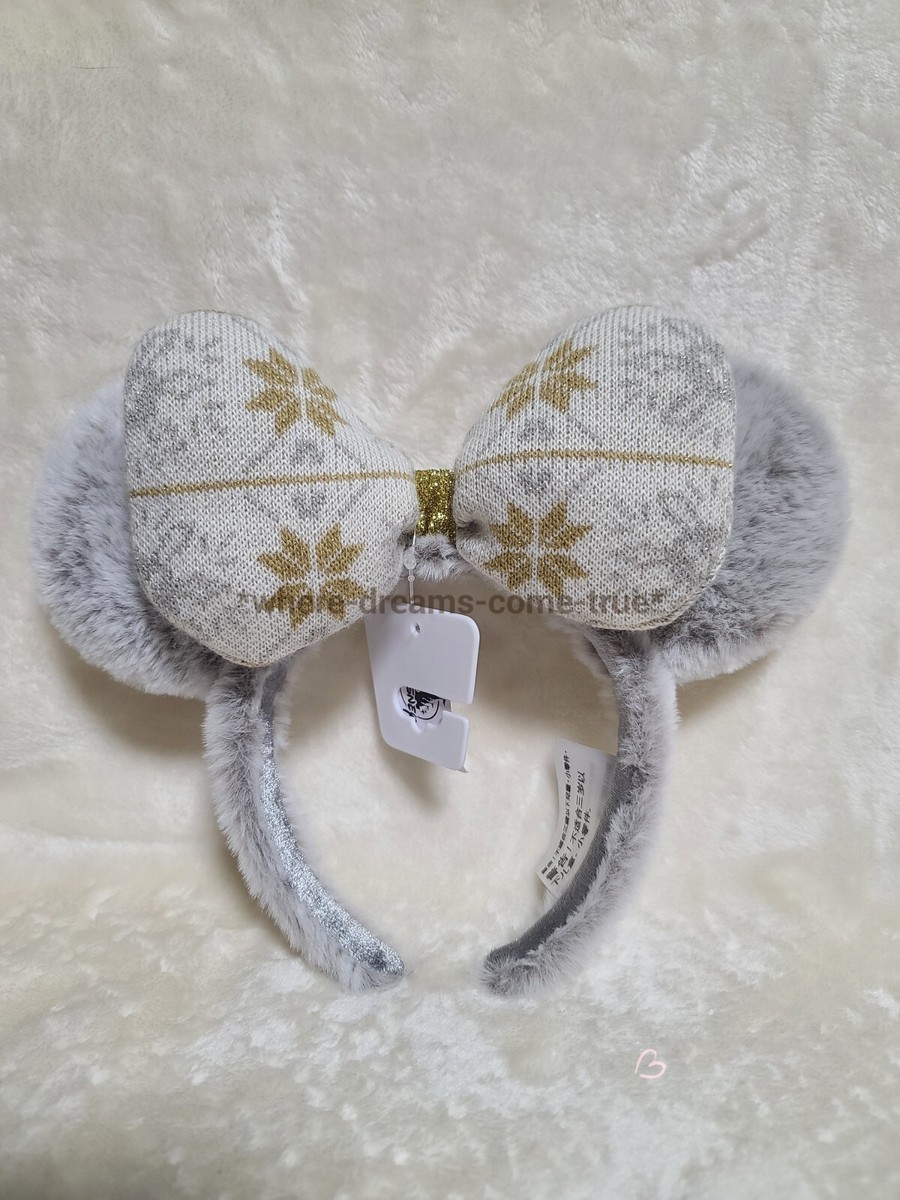 Disney Christmas Winter 2020 Grey Fuzzy Ears Gold Silver Sweater Bow PHOTOS: New Fuzzy Snowflake Minnie Ear Headband Flurries  main image 4
