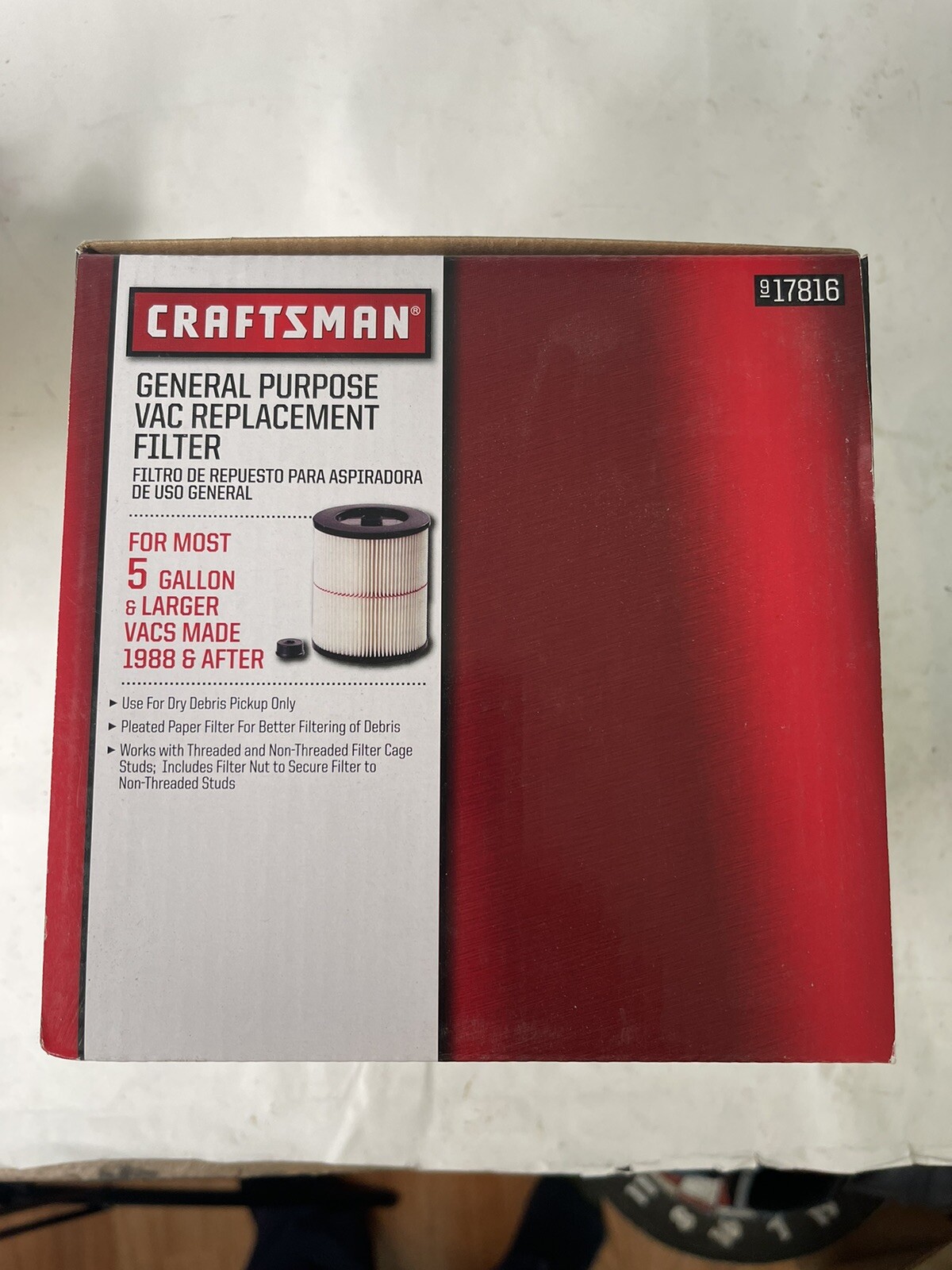 New Craftsman General Purpose Vac Replacement Filter 5 Gallon+