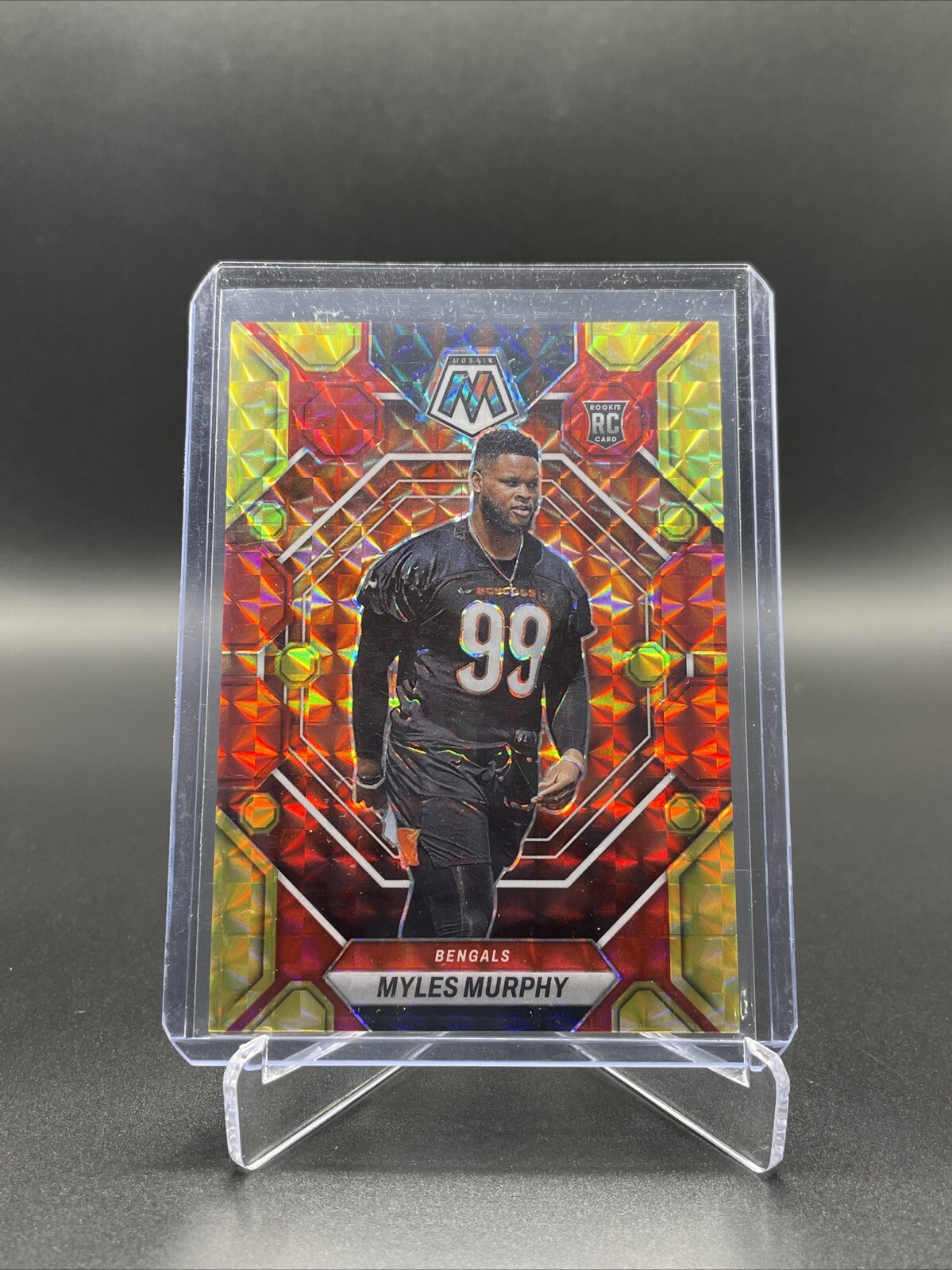 2023 Panini Mosaic Myles Murphy Red and Yellow Fusion Mosaic 33/80 #351