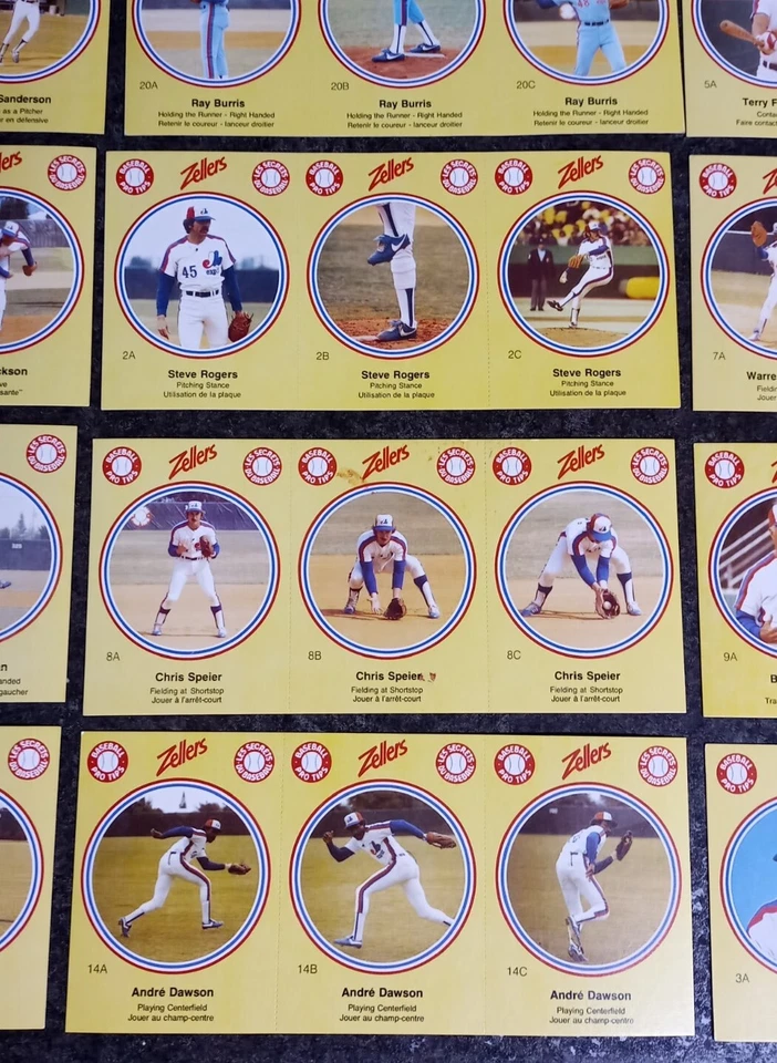 1982 Zellers Montreal Expos Uncut Panel Lot Of 13 (3 Per Panel) Dawson Raines+ - Image 4 of 4