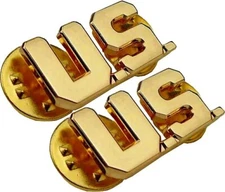 US U.S Letters Army Military Officer Collar GOLD Pins SET Signina Pin Badge