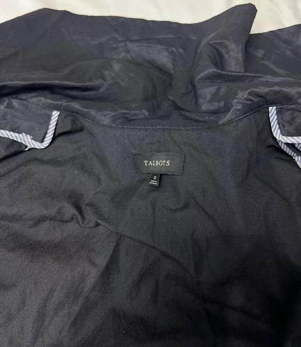 Talbots Black Moto Style Nylon Rain Jacket asymmetrical, Size 12 Silky Shine - Picture 18 of 24