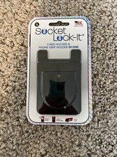 Socket LOCK-IT 3 Credit Debit Card  Phone Grip Holder In One Made In USA Black