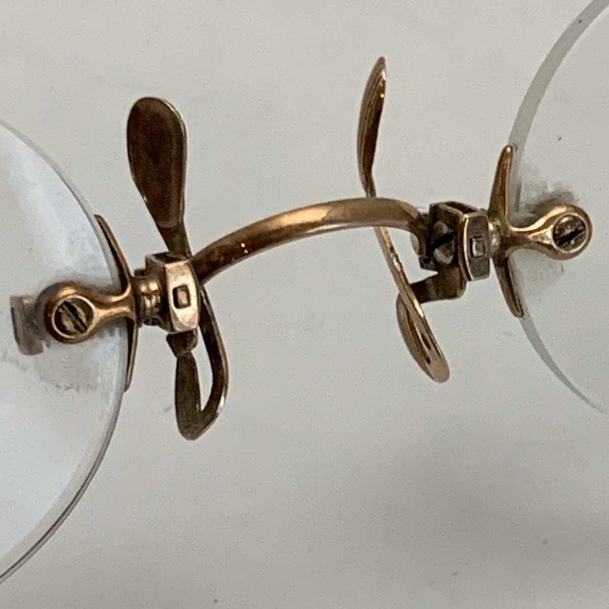 1890s Antique 10k Gold SHURON Eye Glasses with Chain 1890s Antique 10k Gold SHURON Eye Glasses with Chain