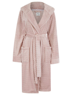 Soft Fleece Pink Fluffy Dressing Gown With Hood PRETTYLITTLETHING
