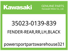 Kawasaki OEM Part 35023-0139-839 FENDER-REAR,RR,LH,BLA