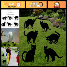 6 Pack Halloween Black Cat Yard Signs with Stakes - Scary Outdoor Decor for Lawn