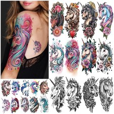 77 Sheets Unicorn Temporary Tattoo for Large, Small, Flowers Animals Styles