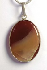 51.0 Ct Natural Onyx Bi-Color 925 Silver Pendant Oval Cut Free Silver Chain 6AGL