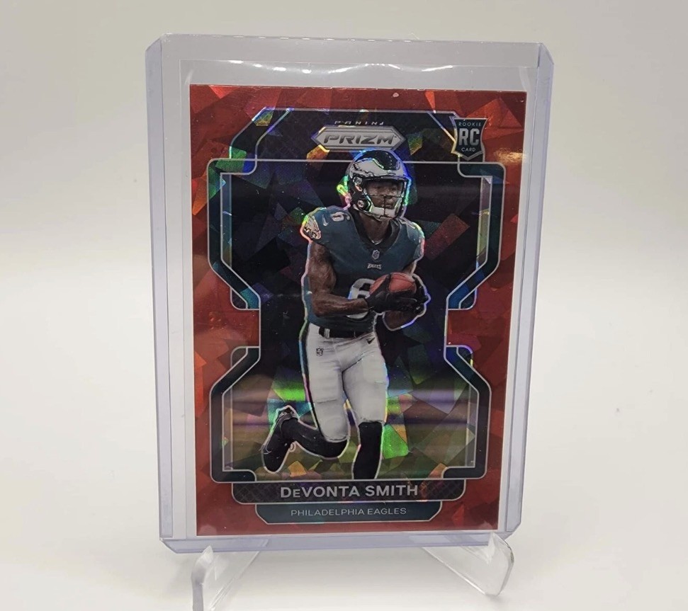 2021 Panini Prizm DeVonta Smith Red Cracked Ice Prizm Rookie RC #335 Eagles