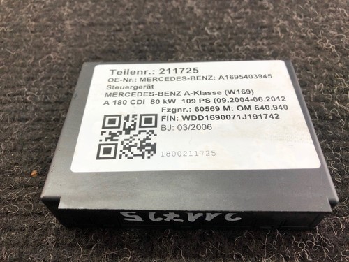 211725 Steuergerät MERCEDES-BENZ A-Klasse (W169) A1695403945 A 180 CDI