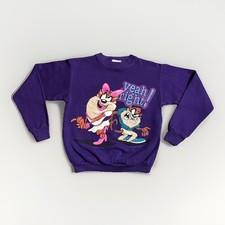 90s Looney Tunes Taz Tasmanian She-Devil Kids Sweatshirt Pullover Vtg Vintage