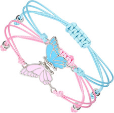 BFF Butterfly Bracelets for 2, Adjustable Best Friend Charm Bracelets Set