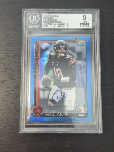 2025 Topps Chrome Caleb Williams RC Auto #BA-CW Blue Refractor /150 BGS 9
