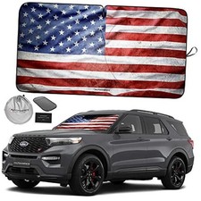 1-Piece Windshield Sun Shade Grunge MEDIUM  61 x 32 inches USA GRUNGE FLAG-3