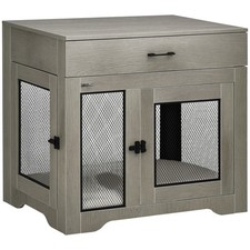 Dog Crate Furniture w/ Soft Water-Resistant Cushion for Medium Dog Grey