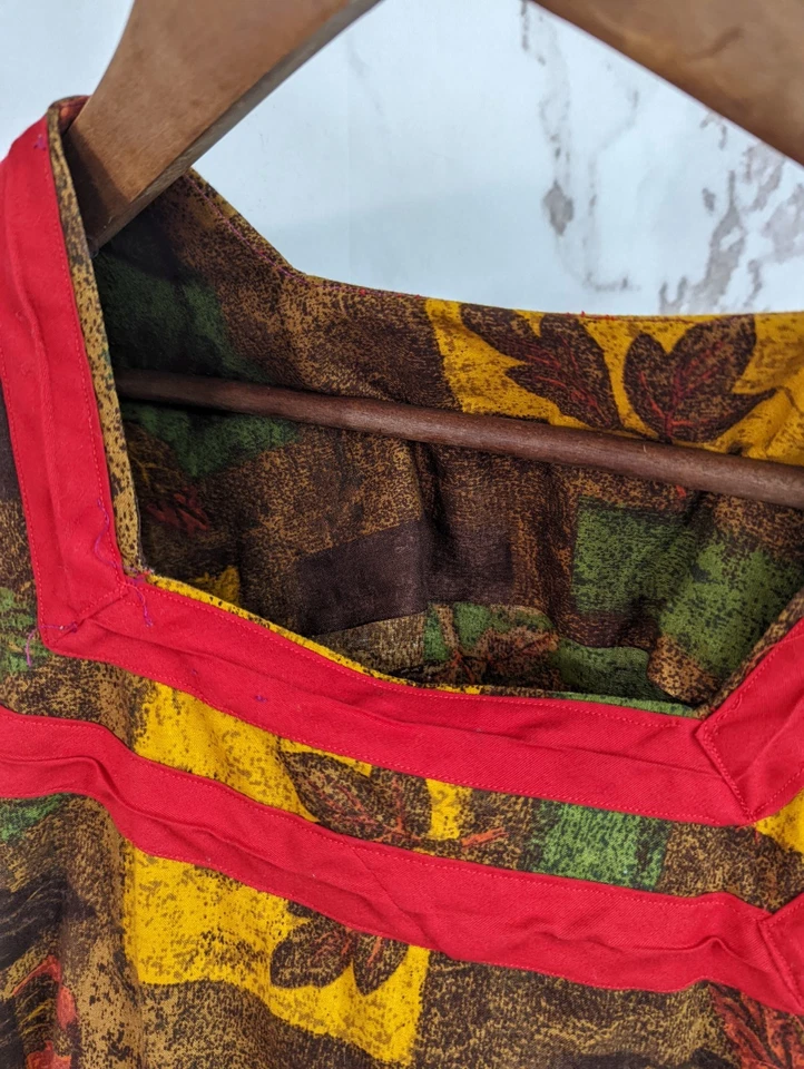 Vintage Peasant Dress Womens Large Prairie Handmade Thanksgiving Autumn Folk - Image 3 of 4