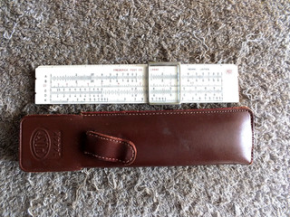 FREDERICK POST # 1444K SLIDE RULE HEMMI WITH LEATHER POCKET CASE MADE IN JAPAN 6