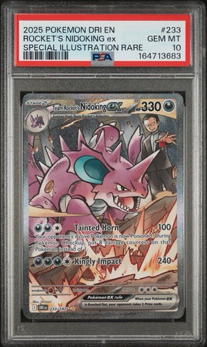 2025 Pokémon Destined Rivals TEAM ROCKET'S NIDOKING EX #233 SIR PSA 10 Gem Mint