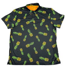 Birdie Bound Short Sleeve Shirt Mens XL Pineapple All Over Print Polo Golf