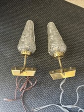 (Una) Vecchia Coppia Di Applique Murale Anni 50/60 Vetro Cesellato Decorativo