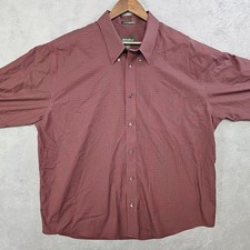 Eddie Bauer Button Down Shirt Men's XXL Red Plaid Long Sleeve Wrinkle Resistant