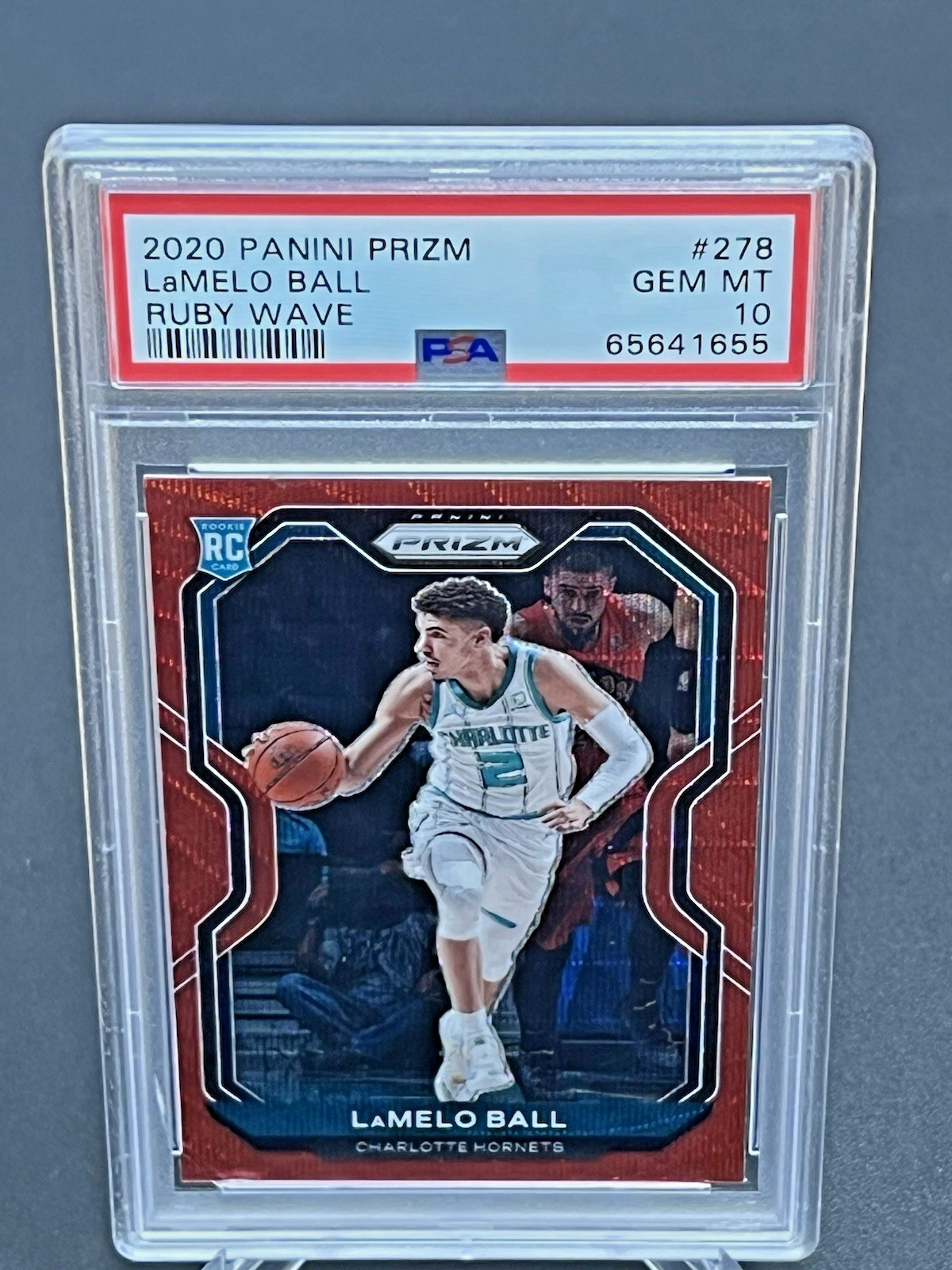 2020 Panini Prizm - LaMelo Ball - #278 Ruby Wave Rookie - Hornets - PSA 10 view 4