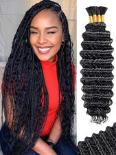 Human Braiding Hair for Boho Braids 18 Inch 100 G 4 Bundles Deep Wave Bulk Human
