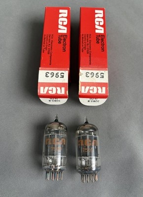 RCA 5963 12AU7 Tubes NOS Pair Matched Codes 1975 Grey Long Plates