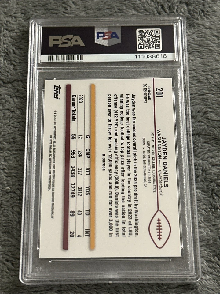 2024 Topps Chrome -  Jayden Daniels  Green Geometric Refractor /99 (RC) PSA 9 - Image 2 of 2