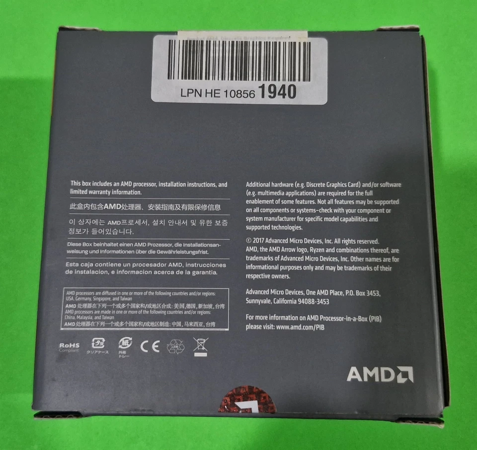 AMD Ryzen 7 1700X 8 Core 16 Thread 3.4/3.8Ghz (YD170XBCM88AE) - Image 2 of 4