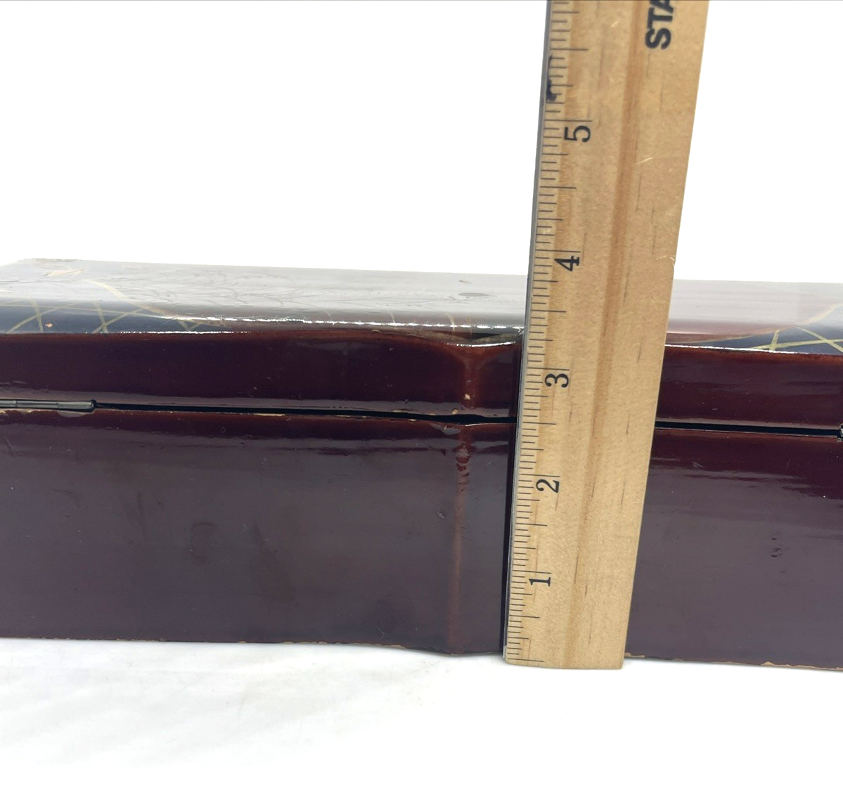 Vintage Japanese Black Lacquer Glove Box Handpainted Bugs