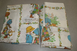 Vtg Holly Hobbie 4 Pc Double Bed Sheet Set Morgan Jones Pillowcase Fitted 2-Flat