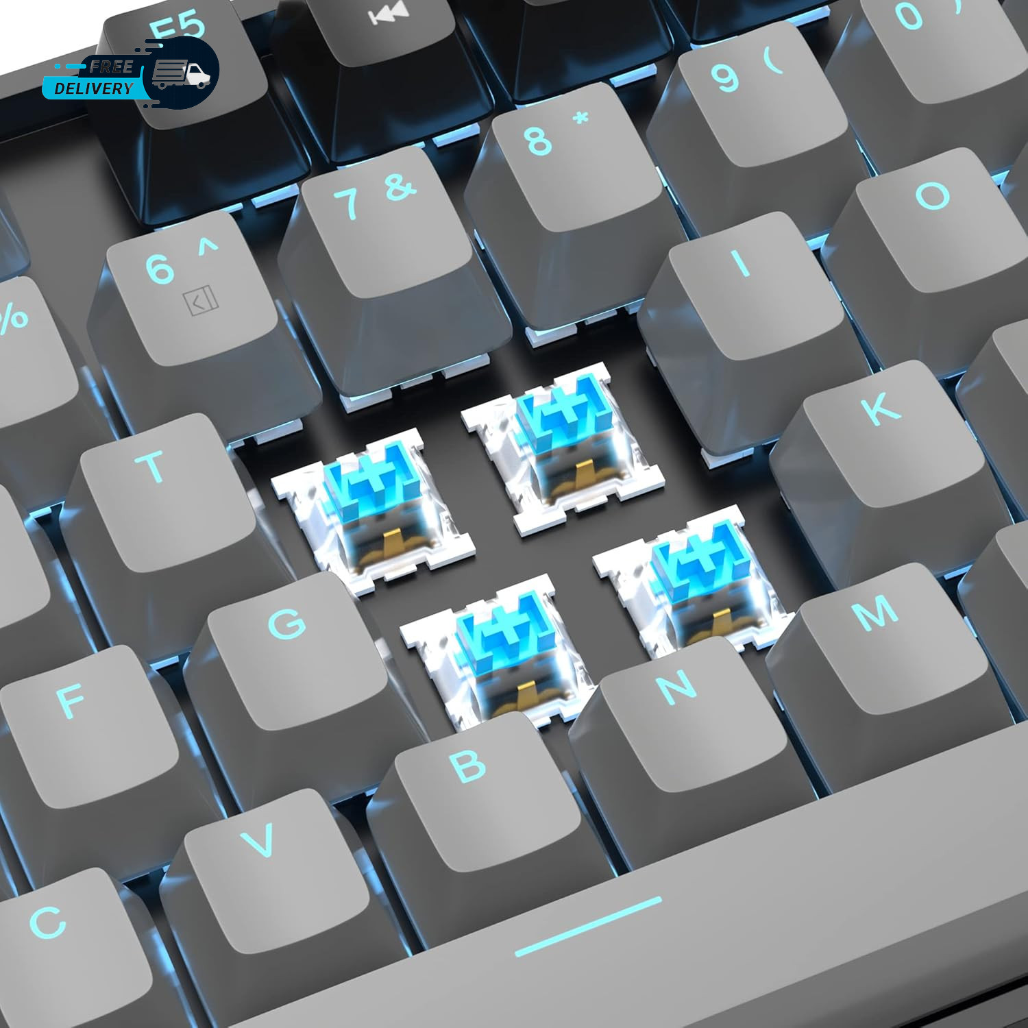 75% Mechanical Gaming Keyboard  Blue Switch  LED Backlit  87 Keys Compact