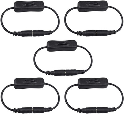 5 Stück Premium DC Netzschalter Kabel, Inline Kippschalter Verlängerung, 2,1 x 5,5 mm