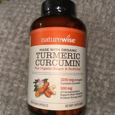 Turmeric Curcumin 2250mg 95% Curcuminoids BioPerine Joint Immune Vegan 180 Caps