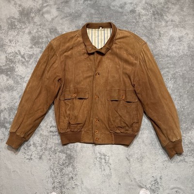 Linea Settantasette Smalby Bomber Jacket Mens Size 48 Brown Suede Made in Italy