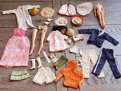 Vintage BARBIE SKIPPER KEN Doll Accessories & Clothing Lot TLC 1960's