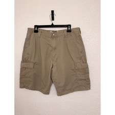 Wrangler Authentics Mens Cargo Shorts Khaki Tan Cotton Twill Size 34