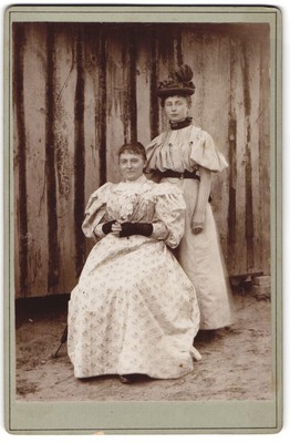 Photograph Two Ladies In Summer Dresses With Hat 