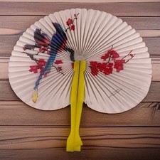Vintage Floral Bird Flowers Folding Paper Hand Fan Peoples Republic Of China